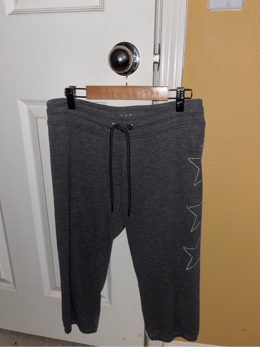 Gray Drawstring Sweatpants with Side Star Detail